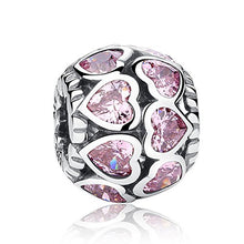 Carica l'immagine nel visualizzatore di Gallery, Charm in argento Sterling 925 con doppia fila di cuori zirconia cubica,... - Ilgrandebazar