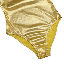 Carica l'immagine nel visualizzatore di Gallery, Body da danza, donna, a maniche lunghe, con scollo rotondo, X-Large, Oro - Ilgrandebazar