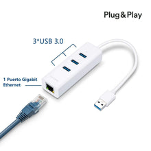 Carica l'immagine nel visualizzatore di Gallery, TP-Link Adattatore di rete 2 in 1, USB 3.0 con 3 porte e Gigabit Bianco - Ilgrandebazar