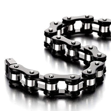Carica l'immagine nel visualizzatore di Gallery, COOLSTEELANDBEYOND Maschile Nero Argento Due Toni Bracciale da Uomo, Catena... - Ilgrandebazar