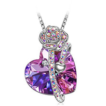 Carica l'immagine nel visualizzatore di Gallery, Regali Natale Amore Rosa Ciondolo cuore viola, con cristalli di Swarovski,...