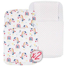 Carica l'immagine nel visualizzatore di Gallery, FlyIdeas Lenzuola Next2Me Set MAXI 8 pz 83x50cm | 50x83 cm, Rainbow Unicorns
