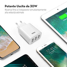 Carica l'immagine nel visualizzatore di Gallery, RAVPOWER Caricatore USB da Muro a 3 Porte (30W, 5V/6A), con Output Bianco
