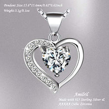 Carica l'immagine nel visualizzatore di Gallery, Amilril Collana con Ciondolo Cuore Donna, Argento Sterling 925 5A... - Ilgrandebazar