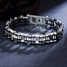 Carica l'immagine nel visualizzatore di Gallery, Faysting EU Bracciale catena in acciaio inox moto personalizzata Nero Argento - Ilgrandebazar