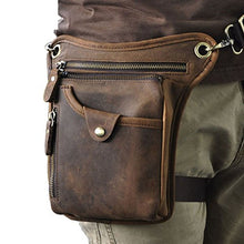 Carica l'immagine nel visualizzatore di Gallery, Xieben Vintage Leather Drop Leg Bag per Uomini Donne Marsupio #04deepbrown