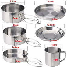 Carica l'immagine nel visualizzatore di Gallery, Juning 8pcs Campeggio pentole, Acciaio Inossidabile Portatile di pentole e...