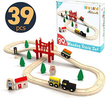 Carica l'immagine nel visualizzatore di Gallery, Tiny Land Pista Treno in Legno, Set Ferrovia Legno (39 PCS)