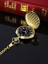 Carica l'immagine nel visualizzatore di Gallery, Orologio da Taschino al Quarzo per Uomo con Quadrante Nero e Catena Oro - Ilgrandebazar