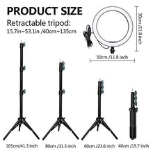 Carica l'immagine nel visualizzatore di Gallery, UFLIZOGH Luce ad Anello Led Dimmerabile 10" con Stativo Treppiede per Selfie...