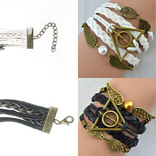 Carica l'immagine nel visualizzatore di Gallery, YouU 3 Pezzi Bracciale I doni della morte, boccino e Gufi Harry Potter,Nero... - Ilgrandebazar