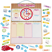 Carica l'immagine nel visualizzatore di Gallery, CALENDARIO OROLOGIO magnetico per bambini, Gioco educativo Data Tempo e Ora...