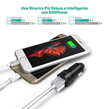 Carica l'immagine nel visualizzatore di Gallery, Caricabatterie Auto RAVPower Extra-Mini Alluminio 2 Porte, 24W / 4.8A, Nero