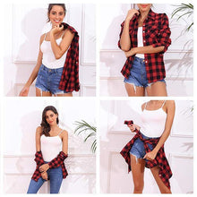 Carica l'immagine nel visualizzatore di Gallery, Aibrou Camicia Quadri Donna di Flanella Manica Lunga Classici Bluse XL, Rosso - Ilgrandebazar
