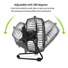 Carica l'immagine nel visualizzatore di Gallery, HUALANS Ventilatore USB in Acciaio,Ventilatore da Tavolo 4 Pollici Nero
