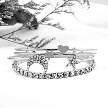 Carica l'immagine nel visualizzatore di Gallery, OULII Bracciali Donna Con Strass Stella Luna Cuore In Argento Per - Ilgrandebazar
