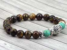 Carica l'immagine nel visualizzatore di Gallery, Bracciale per gli uomini in perle di occhio tigre e perla Turchese... - Ilgrandebazar