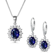 Carica l'immagine nel visualizzatore di Gallery, MASOP, orecchini pendenti con zaffiro blu, in argento Earrings+Necklace - Ilgrandebazar