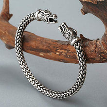 Carica l'immagine nel visualizzatore di Gallery, Ailuor Braccialetto da uomo con doppia testa di drago, stile vichingo, Silver - Ilgrandebazar