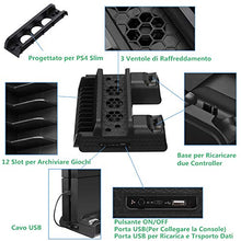 Carica l'immagine nel visualizzatore di Gallery, PS4 Pro/ Slim/ Supporto Verticale con 3 Ventole 2 Stazioni di...
