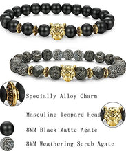 Carica l'immagine nel visualizzatore di Gallery, BESTEEL Gioielli 4PCS Bracciali Perle Roccia Lavica per Uomo Donna... - Ilgrandebazar
