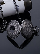Carica l'immagine nel visualizzatore di Gallery, Orologio da Tasca Vintage Romano Numerale Scala al Quarzo con Catena (Nero) - Ilgrandebazar