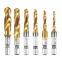 Carica l'immagine nel visualizzatore di Gallery, Qibaok 6 pezzi punte trapano Maschi Countersink Tap HSS Imposta combinazione...
