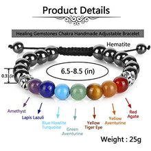 Carica l'immagine nel visualizzatore di Gallery, JSDDE - Braccialetto Elastico da Donna con 7 Chakra e Pietra Di Ematite.
