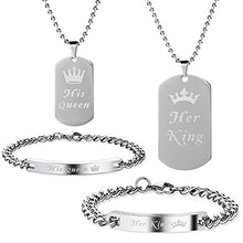 Carica l'immagine nel visualizzatore di Gallery, Lictin 4 Pezzi Coppia Braccialetto Collana Set - Ilgrandebazar