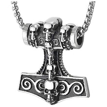 Carica l'immagine nel visualizzatore di Gallery, COOLSTEELANDBEYOND Uomo Acciaio Argento Nero Thors Martello Celtico... - Ilgrandebazar