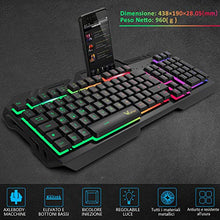 Carica l'immagine nel visualizzatore di Gallery, Tastiera da Gioco, WisFox Cablata USB Retroilluminata a Colori...
