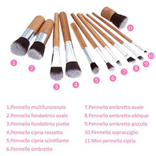 Carica l'immagine nel visualizzatore di Gallery, Rovtop Set 11 Pennelli per Trucco Professionali di Bambù con 1 Spugnetta...