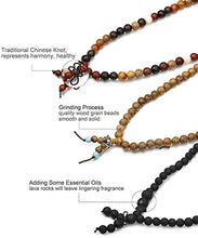 Carica l'immagine nel visualizzatore di Gallery, BESTEEL 3 Pezzi Elastici Buddha Bracciali Collane Stile A, Pietra Lavica Nera - Ilgrandebazar