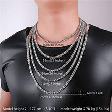 Carica l'immagine nel visualizzatore di Gallery, U7 Collana Uomo a Catena Grano Sottile Robusta Grande Grossa, Argento(6mm) - Ilgrandebazar