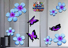 Carica l'immagine nel visualizzatore di Gallery, Fiore frangipani plumeria blu doppio + farfalla grande adesivi auto... - Ilgrandebazar