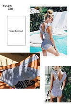 Carica l'immagine nel visualizzatore di Gallery, Yuson Girl Bikini Intero Sexy Donna,V Neck Swimsuit Push L, Blu