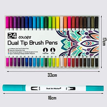Carica l'immagine nel visualizzatore di Gallery, Dual Brush Pen,24 Colori Pennarelli Acquarelli con punta fine e bianco