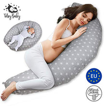 Carica l'immagine nel visualizzatore di Gallery, Cuscino Gravidanza per dormire Cuscini Allattamento Grigio con stelle bianche - Ilgrandebazar
