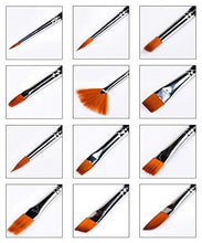Carica l'immagine nel visualizzatore di Gallery, Xpassion Set di Pennelli per Acrilico Acquerello e Pittura ad Olio in Nero