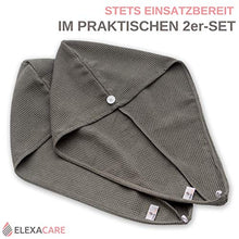 Carica l'immagine nel visualizzatore di Gallery, ELEXACARE turbante per capelli in microfibra. Set di 2 2x Grigio (Antracite) - Ilgrandebazar