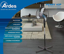 Carica l'immagine nel visualizzatore di Gallery, Ardes Penny AR5AM40P Ventilatore Piantana Altezza Regolabile 3 PALA 40 CM