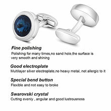 Carica l'immagine nel visualizzatore di Gallery, MERIT OCEAN Uomo Stile Elegante Cuff Link Super Brillante Cristallo Blu - Ilgrandebazar