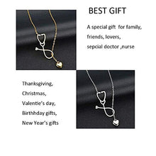 Carica l'immagine nel visualizzatore di Gallery, Stetoscopio Collana Lariat con Pendente Cuore, Cuore E Argento01