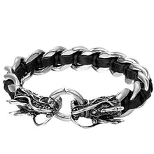 Carica l'immagine nel visualizzatore di Gallery, OIDEA Bracciale Braccialetto Uomo Pelle Acciaio Inox Collegamento... - Ilgrandebazar