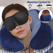 Carica l'immagine nel visualizzatore di Gallery, 🏆Realife【Kit 5Pz】Cuscino Da Viaggio In Memory Foam +🎁4 Omaggi. Cuscino Blu