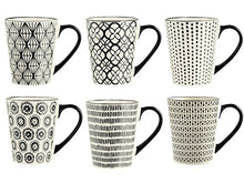 Carica l'immagine nel visualizzatore di Gallery, H&amp;H Vhera Set 6 Tazze Mug, Stoneware, Crema/Nero, 350 ml - Ilgrandebazar