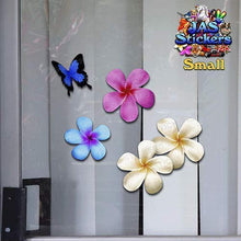 Carica l'immagine nel visualizzatore di Gallery, Fiore frangipani plumeria multicolore doppio + farfalla adesivi auto... - Ilgrandebazar