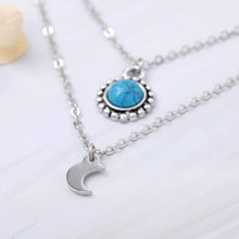 Carica l'immagine nel visualizzatore di Gallery, Collana da donna multistrato con pendente Jovono Bohemia con pendente con collana in pietra di luna e pietre blu per donna