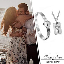 Carica l'immagine nel visualizzatore di Gallery, JewelryWe Gioielli Bracciale e Collana da Uomo Donna 2pezzi Acciaio Argento - Ilgrandebazar