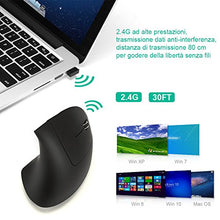 Carica l'immagine nel visualizzatore di Gallery, GHB Mouse Verticale Wireless Ergonomico Ricaricabile 6-Tasti Nero
